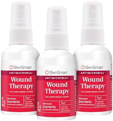 SkinSmart Antimicrobial Wound Therapy, Hypochlorous Acid Safely Removes Bacteria so Wounds Can Heal, 2 Ounce Clear Spray (Pack of 3)