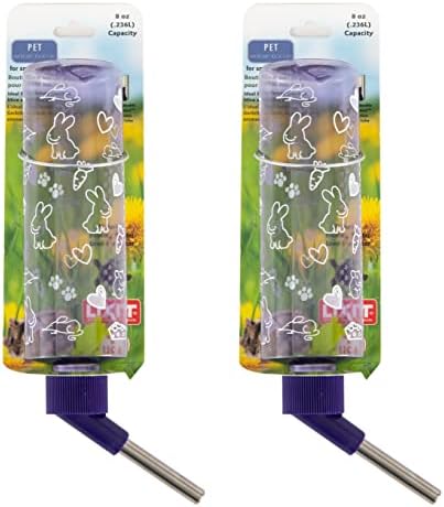 Lixit Standard Cage Water Bottles for Rabbits, Ferrets, Guinea Pigs, Hamsters, Rats, Mice and Other Small Animal's (8 Ounce, Clear Pack of 2)