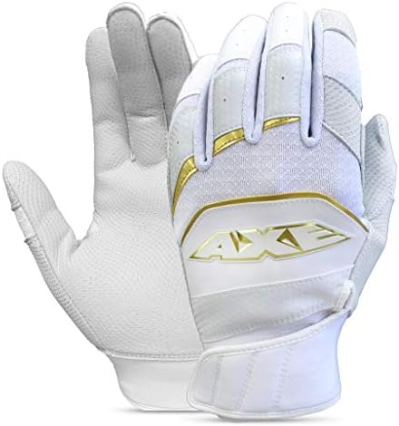 Axe Pro-Fit Batting Gloves White/Gold Cabretta Leather Adult S