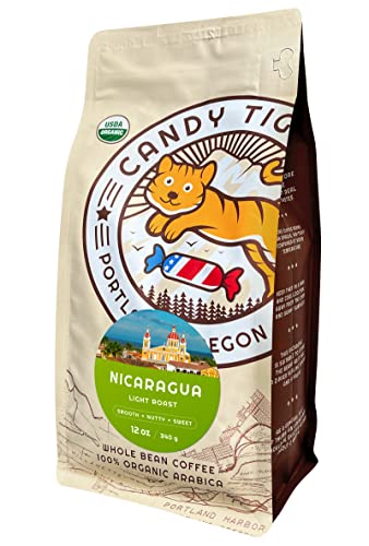 Whole Bean Coffee - Organic - Low Acid - Light Roast - Single Origin - 100% Arabica - Nicaraguan Coffee Beans. Direct Trade - Shade-grown - Gourmet Coffee - 12 oz