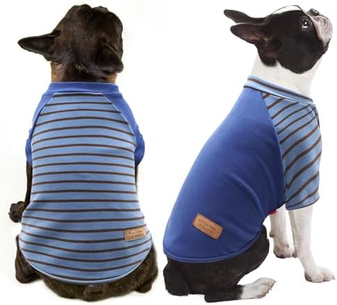 KYEESE Dog Shirt (2 Pack) - Super Soft Velvet, Stretchy, Lightweight, Breathable, for Small Dogs, Blue, M (17'' Chest, Turtle Neck, Pull On)