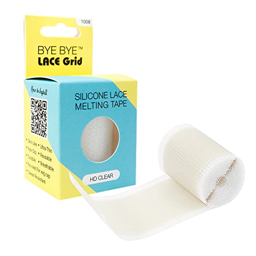 STUDIO LIMITED Lace Wig Grids and Knots Eraser Silicone Melting Tape, Bye Bye Lace Grid HD Natural Hide Cover Skinlike Durable Breathable Reusable Ultra-Thin Non-Slip Tape (Clear)
