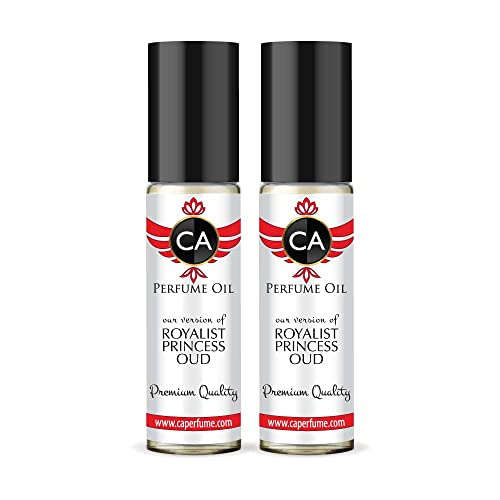 CA Perfume Impression of Royalist Princess Oud For Women Replica Fragrance Body Oil Dupes Alcohol-Free Essential Aromatherapy Sample Travel Size Concentrated Long Lasting Attar Roll-On 0.3 Fl Oz-X2