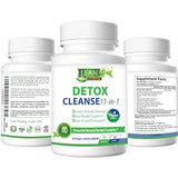 Lean Detox Cleanse, 11-in-1 Vegan Full Body Cleaner, Super Colon Cleanse Gut Health Support with Psyllium Husk Powder Aloe Ginger Root Fiber Supplement, 30 Day Toxin Off Aid Pills for Men Women 60 Cap