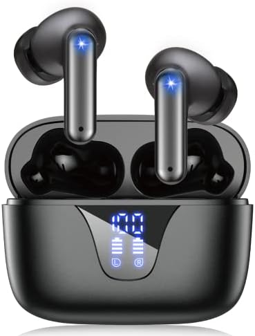 ZIUTY Wireless Earbuds, Ear Buds Bluetooth V5.3 Headphones 50H Playtime with LED Digital Display Charge Case, IPX5 Waterproof Earphones with Mic for iPhone Android Phone Computer Laptop - Black