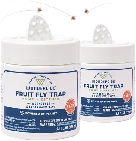 Wondercide - Fruit Fly Traps for Indoors - Fruit Fly Killer - Pet and People Safe - Made in USA & Plant Based - 5.4 oz - 2 Pack