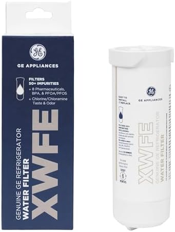 GE XWFE Refrigerator Water Filter, Genuine Replacement Filter, Certified to Reduce Lead, Sulfur, and 50+ Other Impurities, Replace Every 6 Months for Best Results, Pack of 1