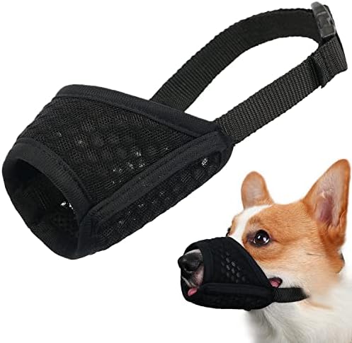 Mayerzon Dog Muzzle, Puppy Soft Mesh Muzzle for Small Medium Large Dogs Chihuahua Poodles Beagle Dachshund Corgis Labrador for Biting Chewing Grooming That Allows Panting Drinking
