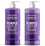 Natural Riches Purple Shampoo and Conditioner Set Sulfate Free Salon Grade for Silver Blonde Platinum Hair. Removes Yellow & Brass tones. Grey Highlighted Hair 16x2 fl oz