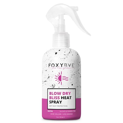 FoxyBae Heat Protectant Spray - Heat Protection Spray for Hair - Thermal Protection for Hair up to 450°F - More Volume, Less Damage - Blow Dry Bliss Heat Spray - Heat Protectant for Hair - 8 Fl Oz