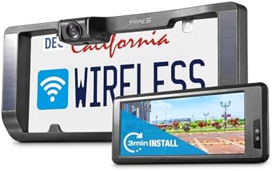 Type S Solar-Powered Wireless Backup Camera with Adjustable Lens 6.8" Touch Screen LCD Rear View Wireless Camera Back up Camera License Plate Camera with Night Vision (Upgraded Version)