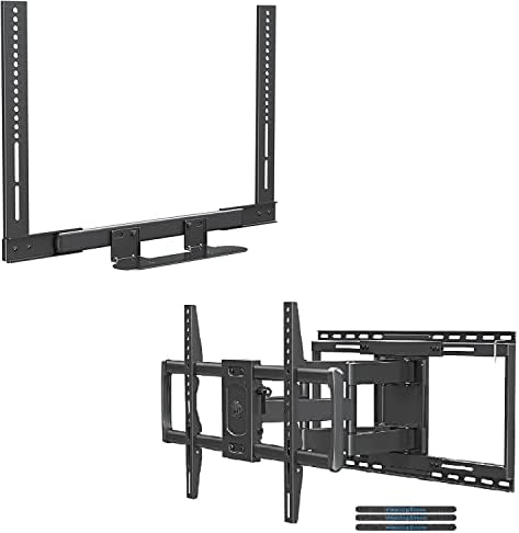 Mounting Dream Full Motion TV Wall Mount and Soundbar Bracket Bundle, TV Wall Mount for 42-86 Inch TVs, Max VESA 600x400mm and 132 LBS, Soundbar Mount with Easy Access Design for SONOS Beam