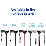 Carex Health Brands Soft Grip Walking Cane - Height Adjustable Cane with Wrist Strap - Latex Free Soft Cushion Handle, Blue Marble