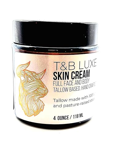 T&B LUXE Whipped Skin Cream, Tallow Based, Signature Scent, All Natural, No Preservatives, Colorants or Emulsifiers (4 oz)