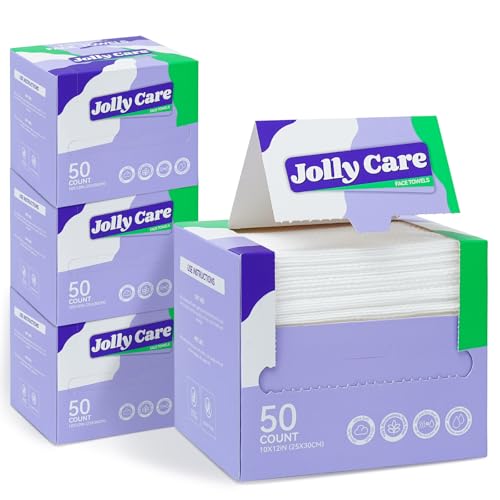 Disposable Face Towels, 10"×12" XL Face Towelette Disposable, Soft Makeup Remover Dry Wipes, Thick Facial Tissue for Women Cleansing, Skin Care, 50 Count (4 Pack)