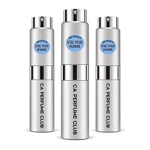 CA Perfume Impression of Vsrc Pour Homme For Men Replica Version Fragrance Dupes Concentrated Long Lasting Eau de Parfum Spray Refillable Atomizer Bottle 0.27 Fl Oz-X3