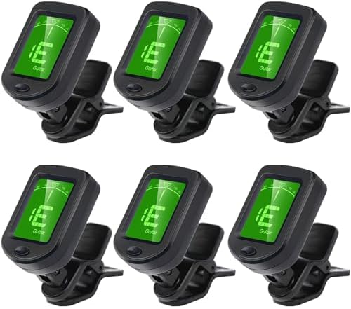 Guitar Tuner Clip on Tuner for Ukulele, Guitar, Bass, Mandolin (6PACK)