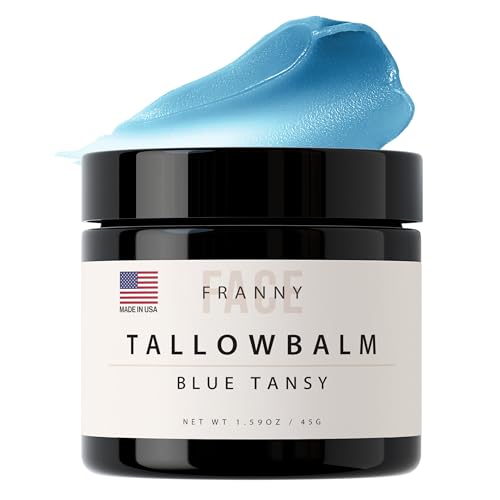 Beef Tallow For Face & Body | Grass Fed & Finished Beef Tallow Balm Infused with Essential Oils (Blue Tansy, Lavender, Jojoba) | Face Moisturizer to Revitalize and Nourish Skin - 2Oz