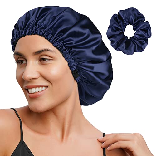 YANIBEST Double Layer Satin Bonnet Silk Bonnet Adjustable Hair Bonnet for Sleeping Hair Bonnets for Women Curly Natural Hair