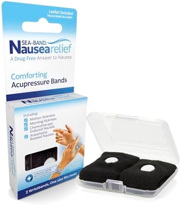 Sea-band Anti-Nausea Acupressure Wristband for Motion & Morning Sickness, 1 Pair, Black