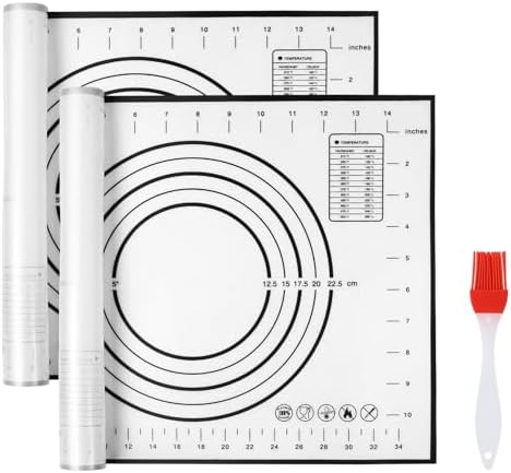 Silicone Baking Mat Small 2 Pack 16" x 12" Silicone Pastry Mats for Rolling Dough Kneading Non Slip BPA Free for Fondant/Pie Crust/Pizza/Cookies/Bread Oven Liner Kitchen Counter