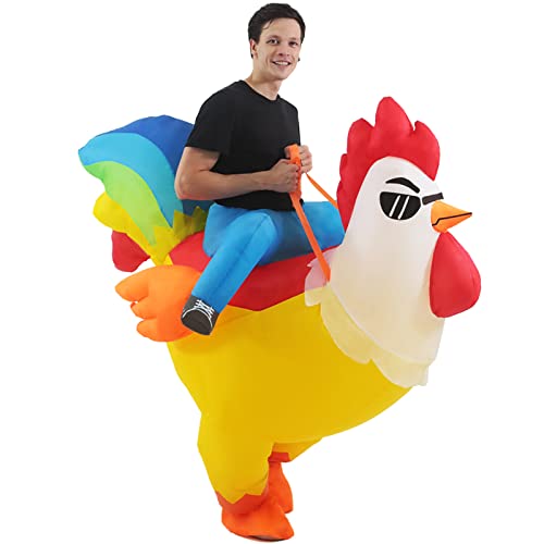 KOOY Inflatable Costume Adult,Halloween Costumes Women Men Rooster Ride On Chicken Costume,Halloween Costumes Blow up Costumes