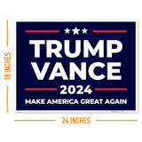 Armo Trump Vance 2024 Make America Great Again Yard Sign, Donald Trump JD Vance 18x24 (3 Pack) Inhes Corrugated Plastic Double Sided with Metal H Stake Waterproof, Outdoor Lawn Signage, Made in USA