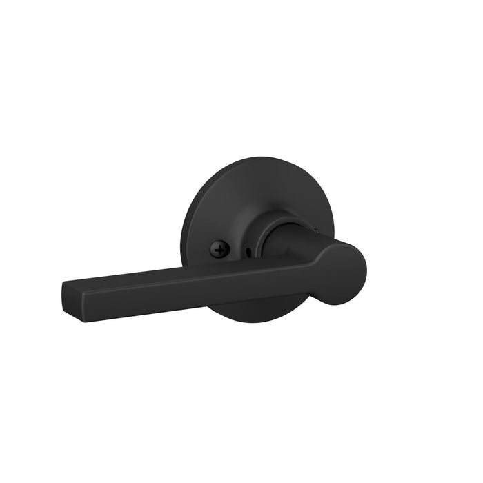 Lock Scout Straight Lever with Round Trim Dummy Door Handle, Matte Black Finish