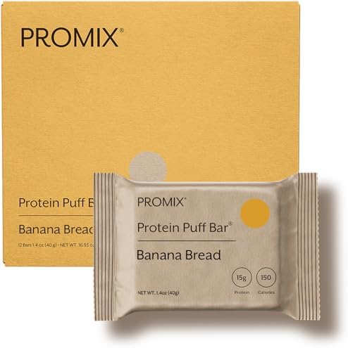 Promix Protein Puff Bars, 12-Pack - Banana Bread - Marshmallow Crispy Treat - Great Tasting & Healthy On The Go Snack - High Protein & Low Calorie - Non-GMO & Free From Gluten, Soy, & Corn
