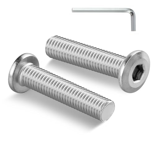 M6-1.0 x 35mm Flat Head Hex Socket Cap Screws Bolts 100Pcs, M6 Bolt 304 Stainless Steel 18-8 Furniture Bolts Full Thread, with Hex Spanner