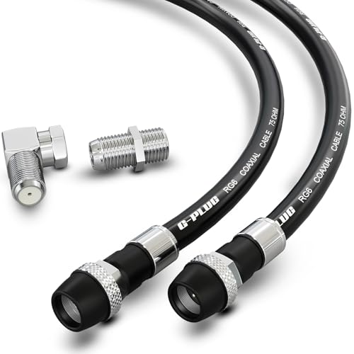 G-PLUG 25FT RG6 Coaxial Cable with Waterproof Rubber Connectors – Weatherproof Design for Outdoor Use – High-Speed Internet, TV, and Satellite Sky Cable Extension – Double O-Ring Compression- Black