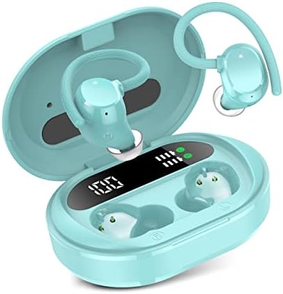 Wireless Earbuds, 2023 New Ultralight Sport Bluetooth 5.3 Headphones In Ear with LED Display, Built-in Mic Earphones, IPX7 Waterproof Wireless Headphones with Earhooks for Gym Workout (Blue)