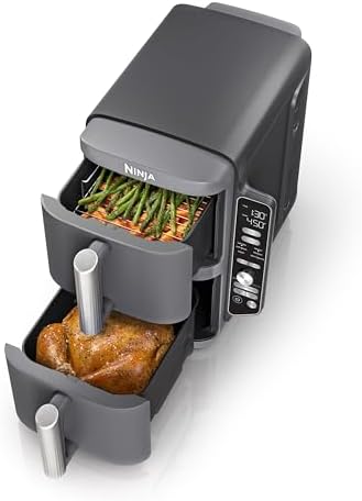 Ninja DoubleStack XL 2-Basket Air Fryer, Smart Cook System, DoubleStack Technology Cooks 4 Foods at Once, 10 QT, 6-in-1, Air Fry, Broil, Bake, Easy Meals, Easy Clean,Grey, SL401 (Renewed)
