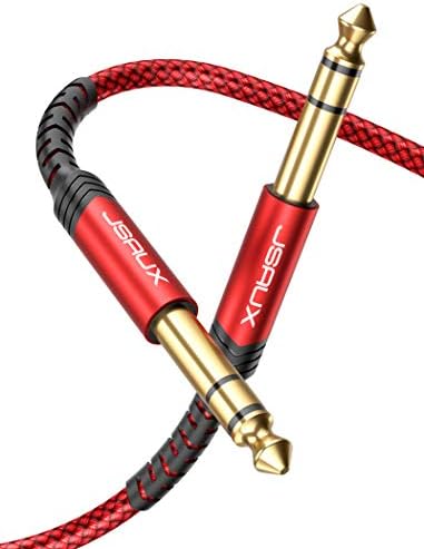 JSAUX 1/4 Inch Guitar Instrument Cable 20FT, 6.35mm (1/4) TRS to 6.35mm (1/4) TRS Stereo Audio Cable Male to Male Straight-to-Straight for Electric Guitar, bass Guitar, Electric Mandolin-Red