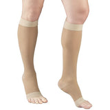 Truform Sheer Compression Stockings, 15-20 mmHg, Women's Knee High Length, Open Toe, 20 Denier, Medium