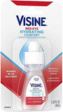 Visine Red Eye Hydrating Comfort Redness Relief and Lubricant Eye Drops to Help Moisturize and Relieve Red Eyes Due to Minor Eye Irritations Fast .28oz Lot of 3