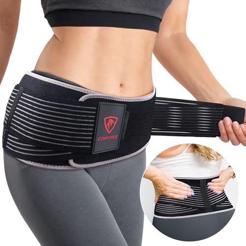 Sacroiliac Hip Belt, Dual Adjustable Compression with Ice Pack, Relief for Lower Back, Pelvic Stabilization, Postpartum Recovery & Lumbar Support - L(fits waist circumference: 38-46 inches)