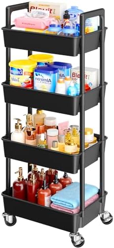 Pipishell 4 Tier Rolling Cart Organizer