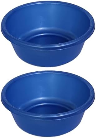 YBM HOME Round Plastic Wash Basin 1151, 13 inch Holds like 3 Gallons (2, Pearl Blue)