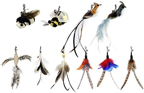 Cat Feather Toy Replacement Wand Refills, 10 Pcs Simulation Insects Bird Feathers