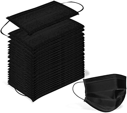Wecolor 120 Pack Disposable Face Masks with Elastic Ear Loop, 3 Ply Breathable (Black)