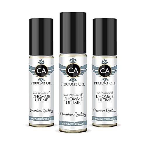 CA Perfume Impression of Yves S. Lauren L'Homme Ultime For Men Replica Fragrance Body Oil Dupes Alcohol-Free Essential Aromatherapy Sample Travel Size Concentrated Long Lasting Roll-On 0.3 Fl Oz-X3