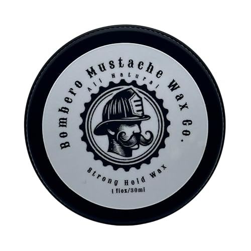 Mustache Wax Strong Hold - Bombero Mustache Wax Co. - Restyleable, Long-Lasting, HEAT SOURCE REQUIRED, All-Natural Formula, Holds Through Work & Exercise - 1 OZ Tin (Unscented)
