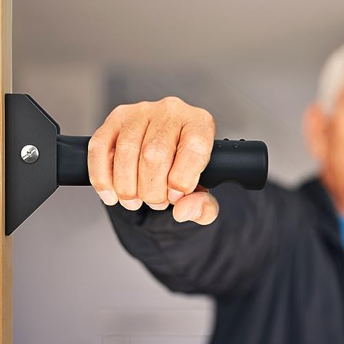 Flip up Grab Bars for Elderly for Wall, 6 inch Folding Doorway Assist Handle, Handicap Grab Bars for Doorframe, Stairs Steps, Mobility Aids for Elderly, Seniors and Alzheimer (Black)