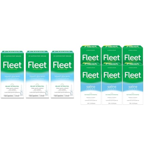 Fleet Liquid Glycerin Suppositories for Constipation Relief Pack of 3 Saline Enemas for Constipation Relief Pack of 6