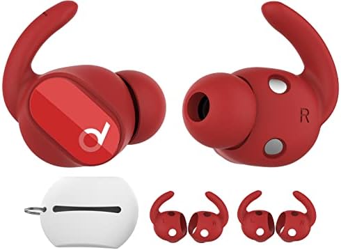 AhaStyle 3 Pairs Beats Studio Buds Ear Hooks Anti-Slip Ear Covers Silicone Accessories【Not Fit in The Charging Case】 Compatiable with New Beats Studio Buds 2021 (Red)