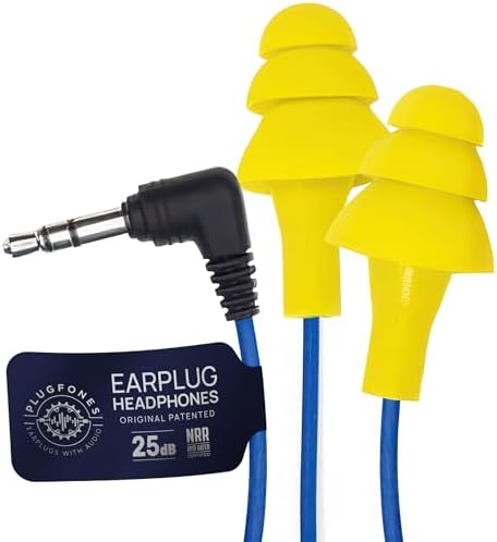 Plugfones Basic Earplug Headphones Earplug-Earbud Hybrid 25 dB Noise R