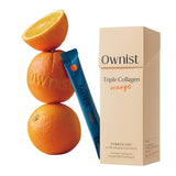 Ownist Triple Collagen Liquid Packets On-The-Go - Peptides with Hydrolyzed Marine Collagen, Elastin, Hyaluronic Acid and Vitamin for Healthy Skin - Orange Flavor - 14 Individual Stick Packs
