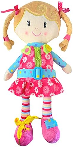 Sugar Snap Plush Learn to Dress Doll for Toddlers - 15" - Doll for 2 Year Old Girl - Montessori Doll