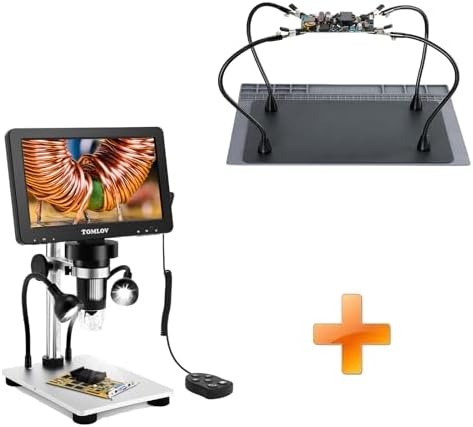 TOMLOV SH01 Helping Hands Soldering Station, Flexible Third Hand Soldering Tool with 15.8x11.8 inch Magnetic Soldering Mat+DM9